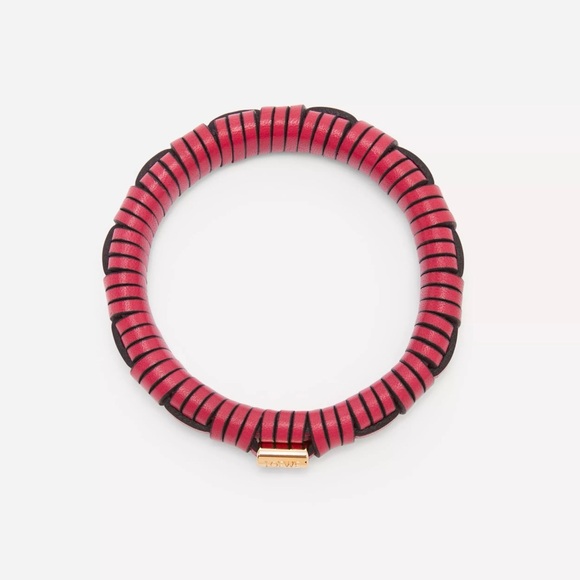 NEW AUTH LOEWE PAULA'S IBIZA INTERLOCK WOVEN LEATHER & GOLD ACCENT BANGLE - Picture 3 of 8